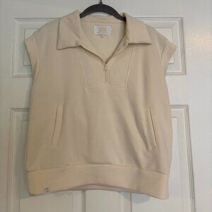 Oversized Half-Zip Cream Vest